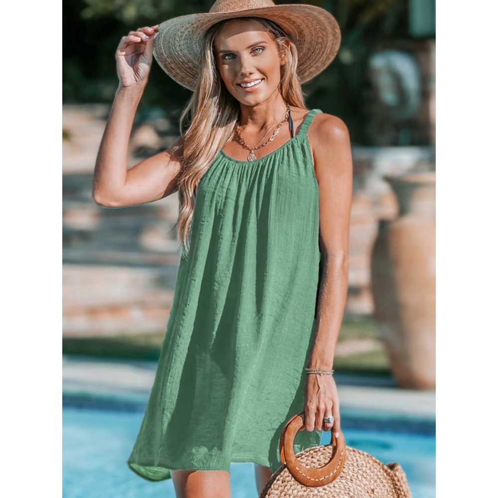 Cupshe Sage Green Swing Beach Cover-Up Dress Size L Vacation Resort Summer